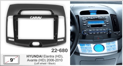 Автомагнитола Hyundai Elantra(HD) 2006-2010 (ASC-09MB 3/32, 22-065 сер./22-680 черн, WS-MTKI08) 9", серия MB, арт.HYD9051MB 3/32