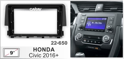 Автомагнитола Honda Civic 2016+, 9", арт. 22-650, серия MB, арт.HON904MB 6/128
